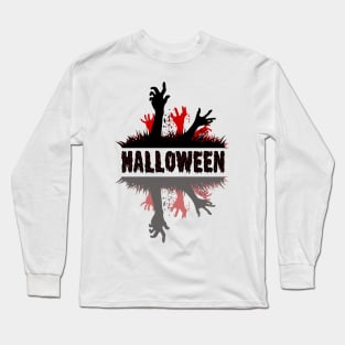 Halloween Zombies Hands Out of the Ground Evergreen Long Sleeve T-Shirt